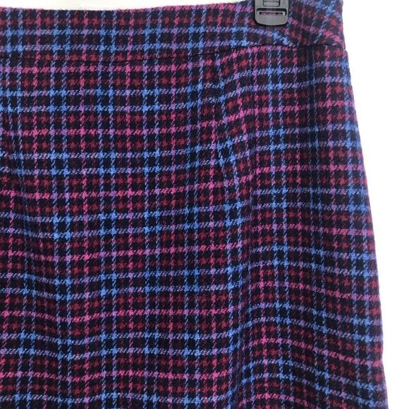 Talbots Petites Blue Pink Plaid Wool Blend Scalloped Edge Button Mini Skirt NEW - Picture 9 of 16